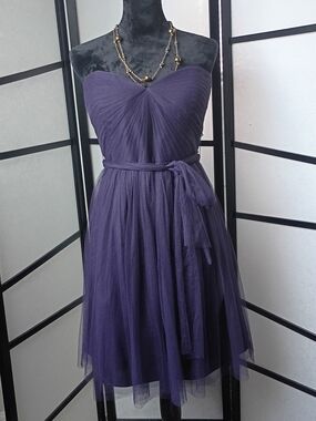 Jenny Yoo Strapless Tulle Dress in Plum